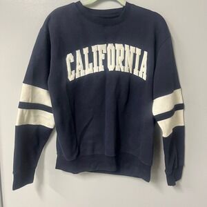 New York Popular California Crewneck Sweatshirt Mens Medium Navy Blue Striped